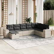 Set Divano da Giardino 8pz con Cuscini Grigio Chiaro Polyrattan