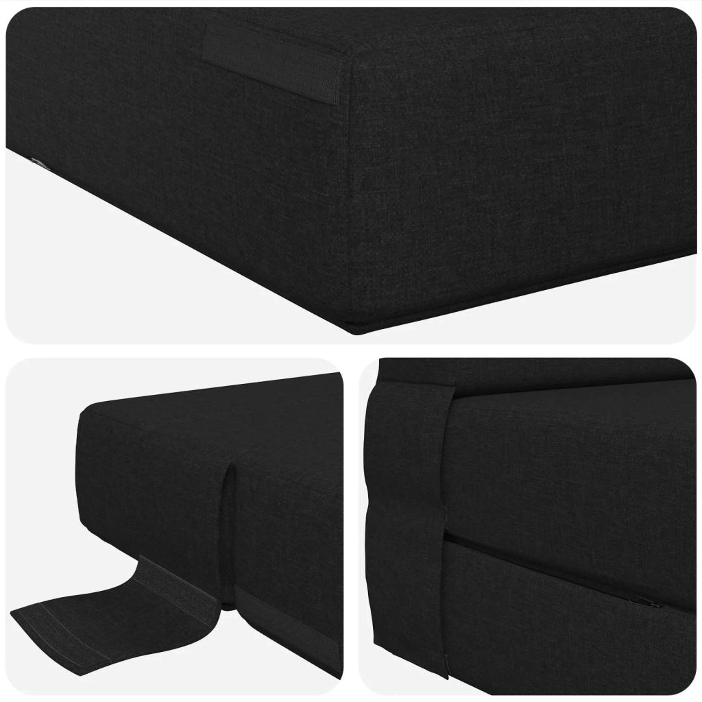 Divano letto | Sof¨¤ letto | Letto singolo Pieghevole Nero 70 x 80 x 60 cm Tessuto