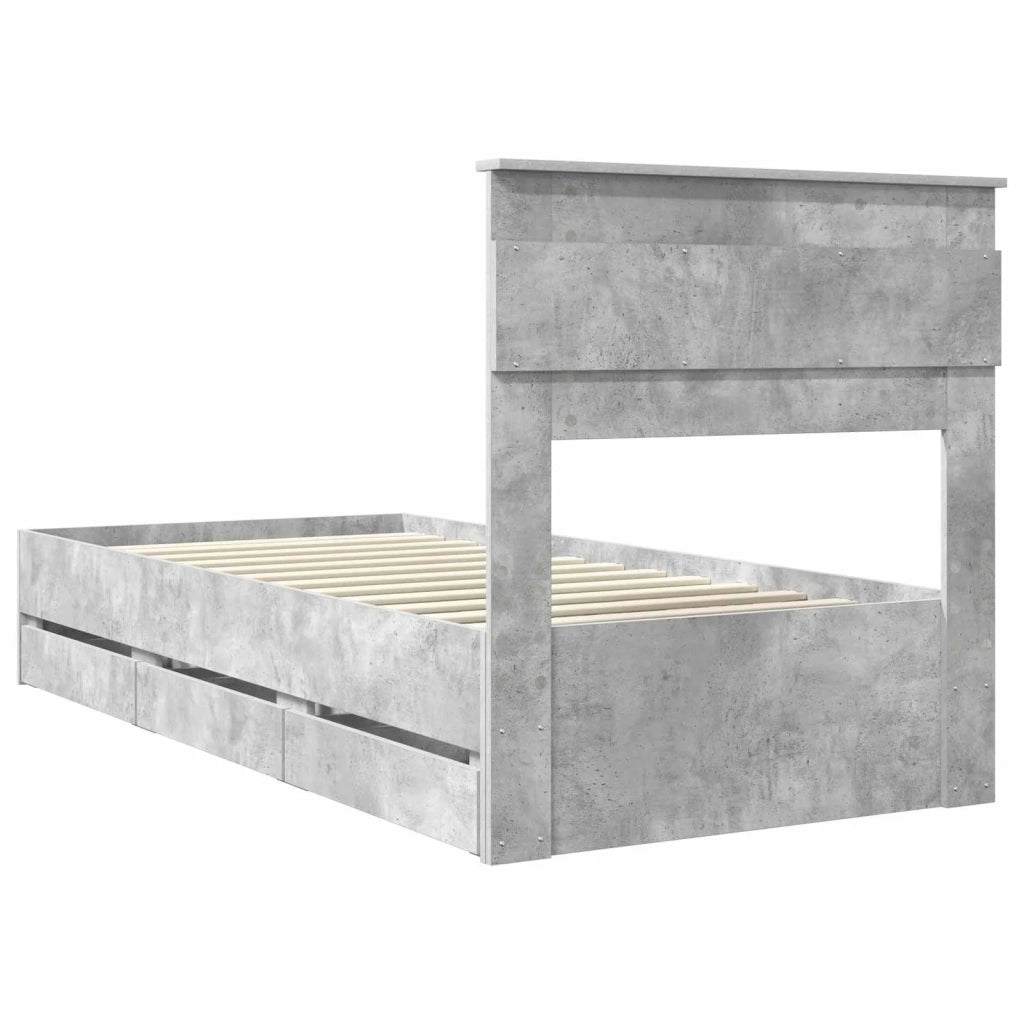 Struttura del letto con cassetto Grigio cemento 90 x 200 cm 3409880