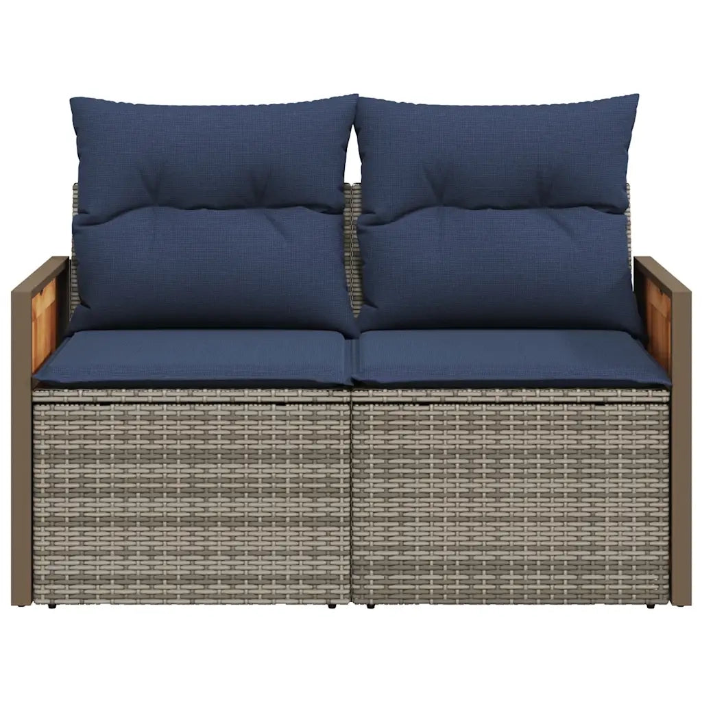 Divano da giardino con cuscini a 2 posti grigio in polyrattan 366161