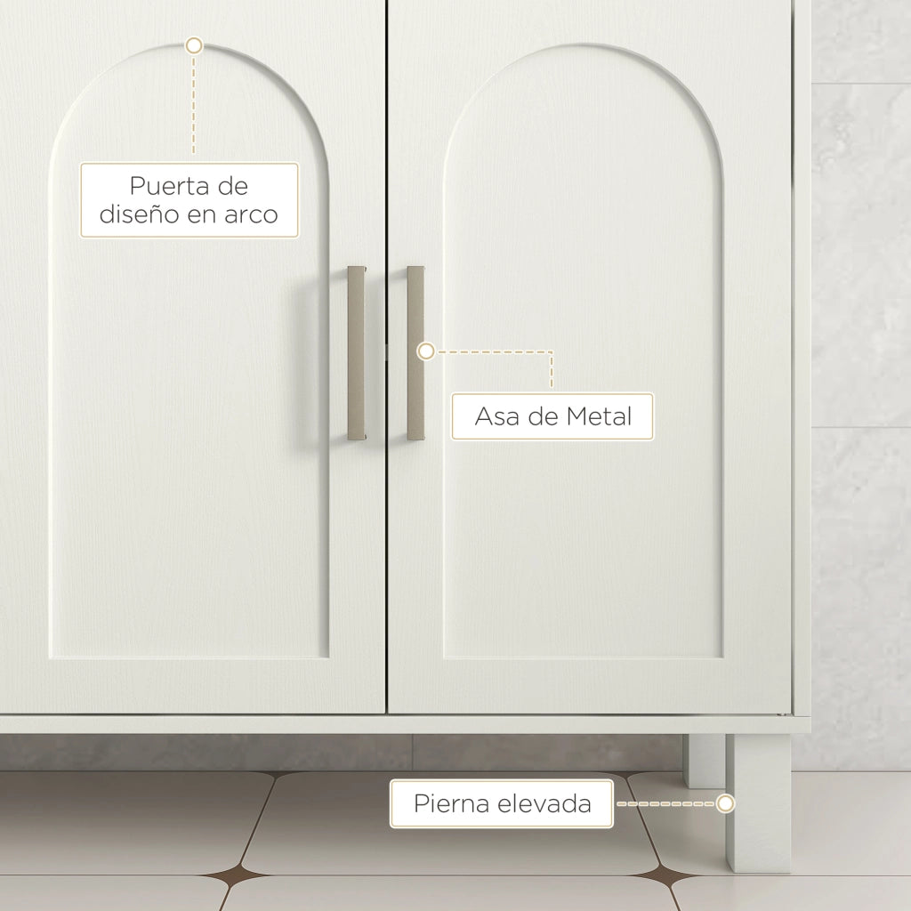 Mobile sottolavabo da bagno ¨C Xylo ¨C 2 ante, ripiani regolabili, 90x30x63 cm, crema