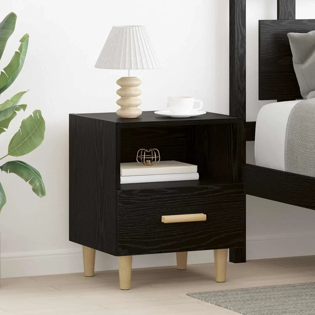 Armadio da Notte con cassetto 2 pcs Rovere Nero 40 x 35 x 47 cm 880588