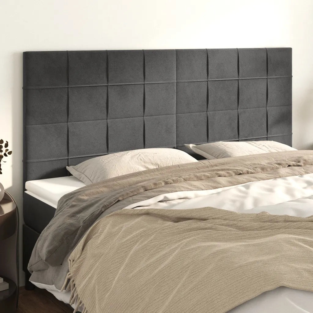 Testiera | Testata Grigio Scuro 200x5x118/128 cm Velluto