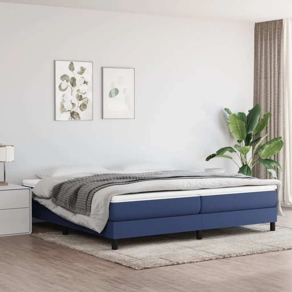 Letto matrimoniale | Letto per adulti | Struttura Letto a Rete a Molle Blu 200x200 cm in Tessuto