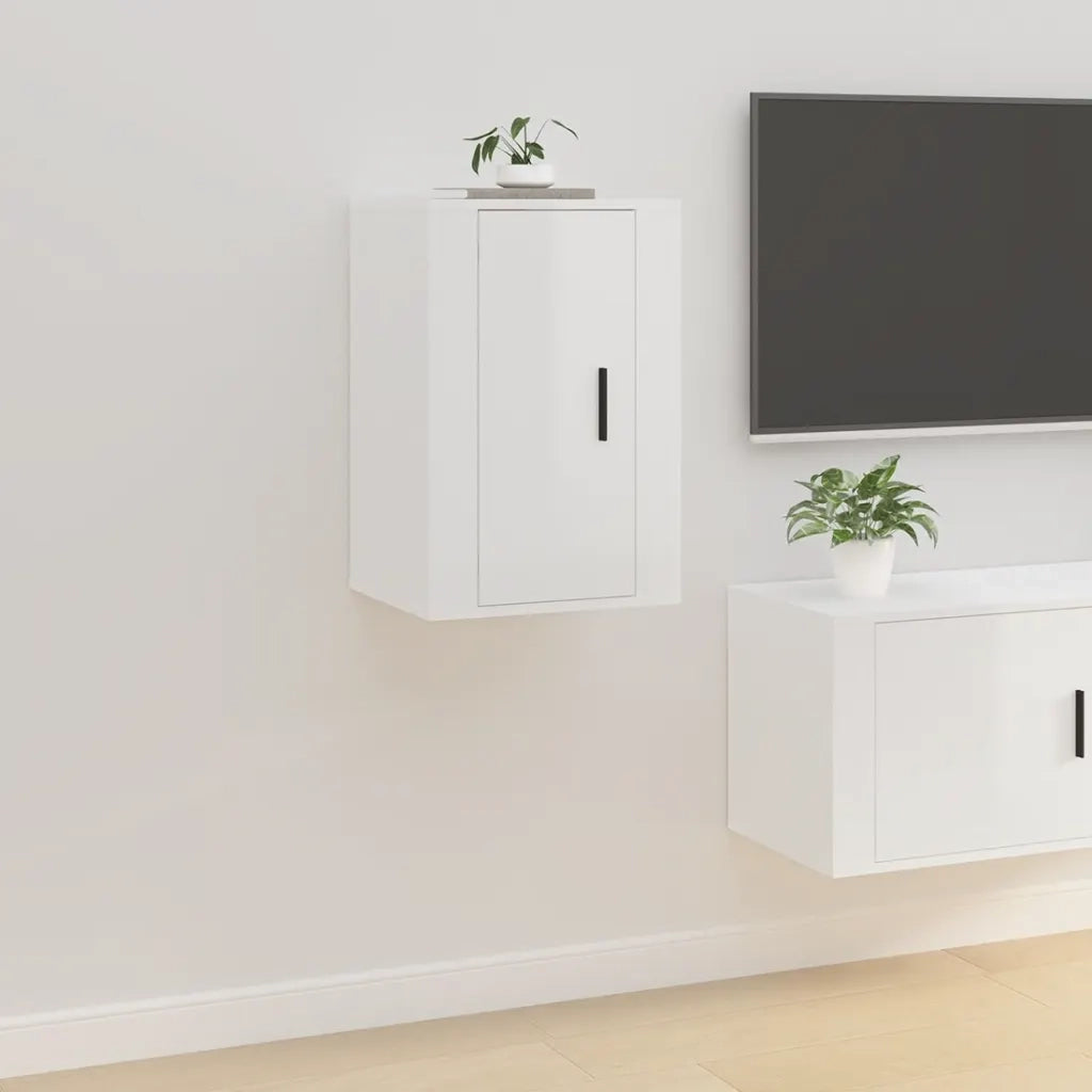 Mobile Porta TV a Parete-Mobile per TV-Credenza TV Bianco Lucido 40x34,5x60 cm