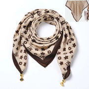 Sciarpa quadrata da donna in seta, stile pastorale, fresca ed elegante, 89 cm, foulard/scialle versatile ed elegante.