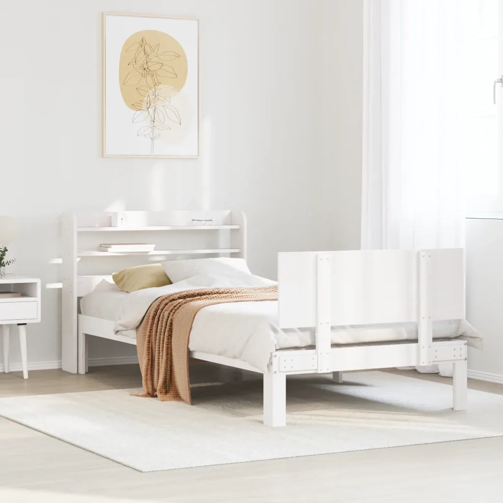 Letto singolo | Letto per adulti | Giroletto con Testiera senza Materasso Bianco 90x200 cm