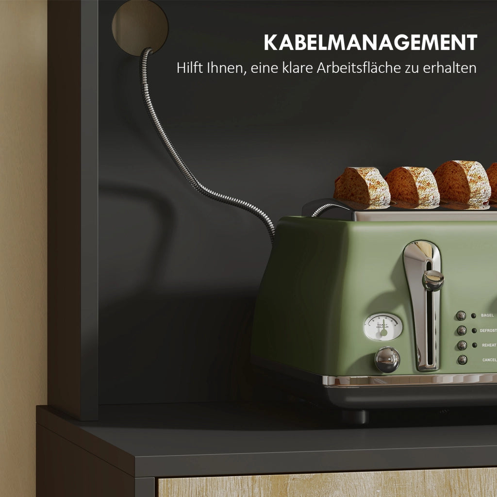 Mobile da cucina con ripiani aperti e cassetto ¨C Minimal ¨C Legno naturale, Nero, Profondit¨¤ 40cm