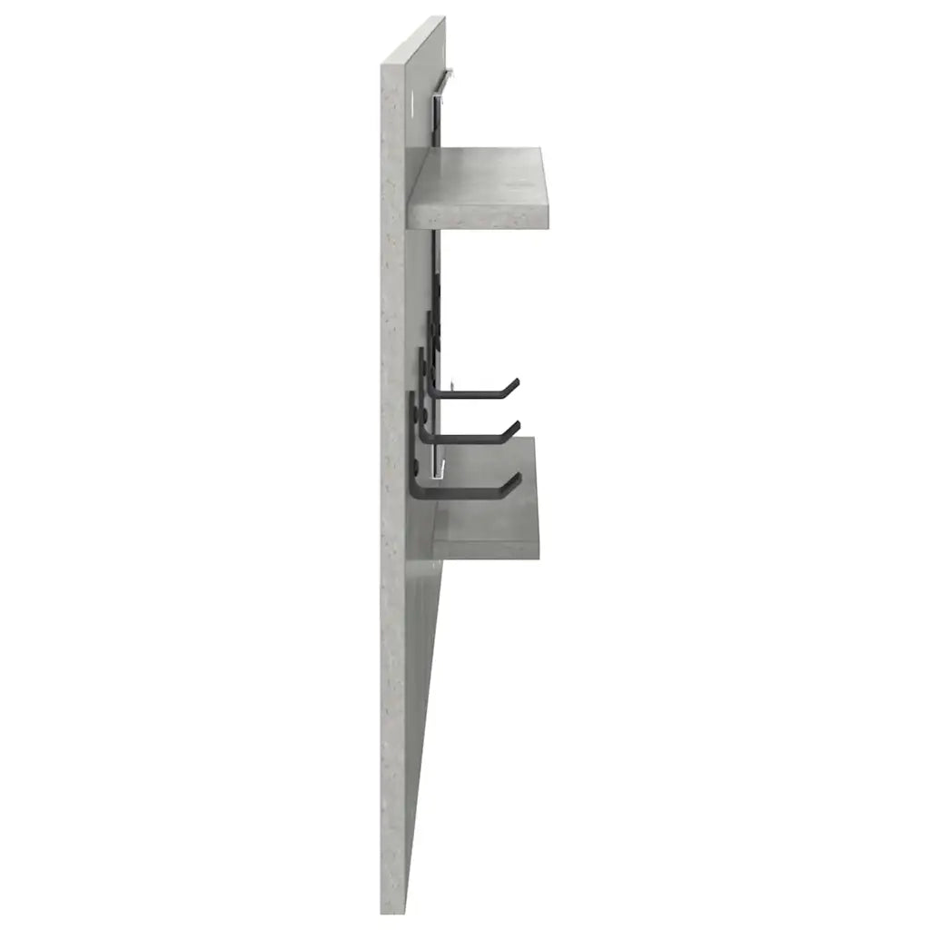 Appendiabiti a muro con specchio-Attaccapanni con specchio Grigio cemento 90 x 10 x 50 cm