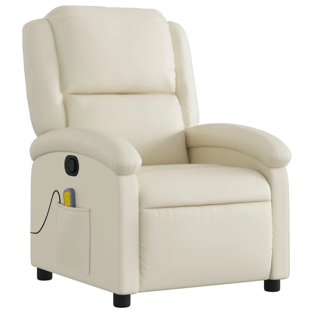 Poltrona da Massaggiante | Sedia Relax Reclinabile Crema Similpelle