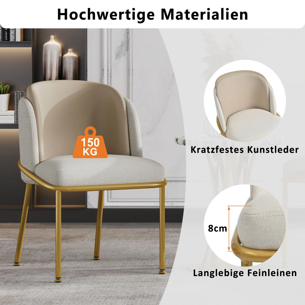 SEDIA da pranzo set da 4 pezzi beige con piedini regolabili