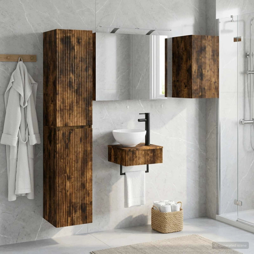 Set di mobili per il bagno 5 pz Rovere Fumo 3407243