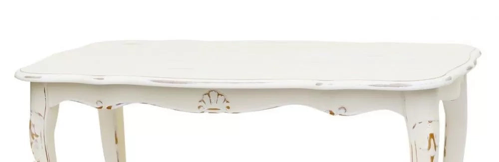 Tavolino rettangolare shabby legno bianco consumato 77x38x46 - Mobili 2G