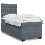 Giroletto a Molle con Materasso Grigio Scuro 90x190 cm Velluto 3293093