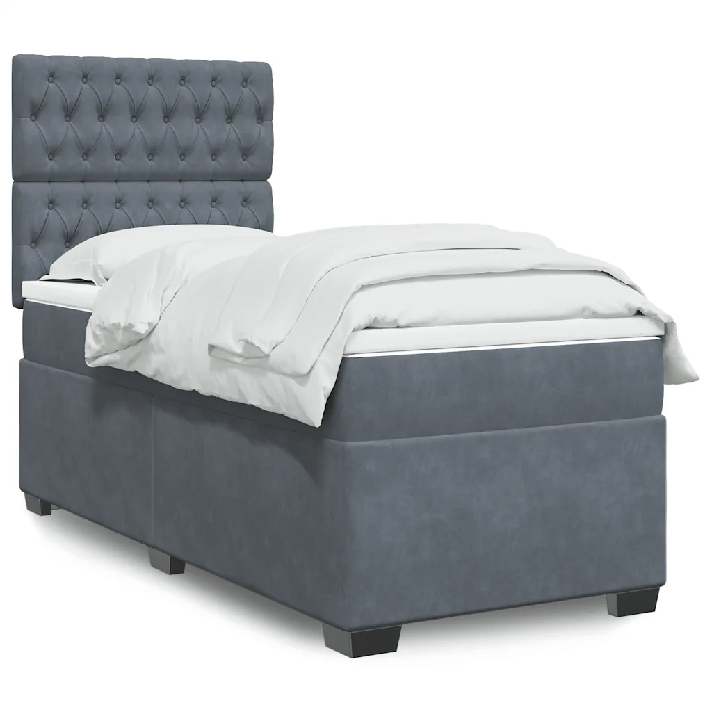Giroletto a Molle con Materasso Grigio Scuro 90x190 cm Velluto 3293093