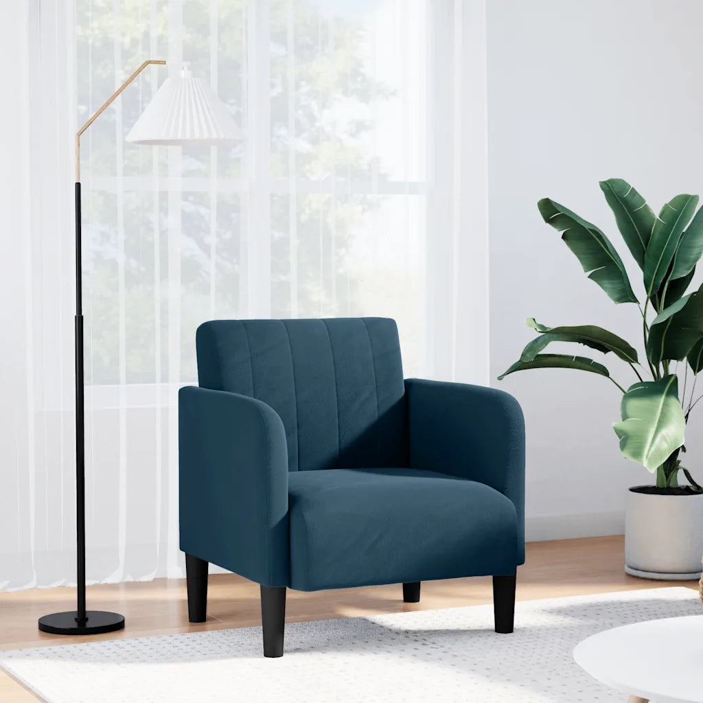 Divano Sedia con Braccioli-Poltrona-Sofa Relax Blu 54 cm in Velluto