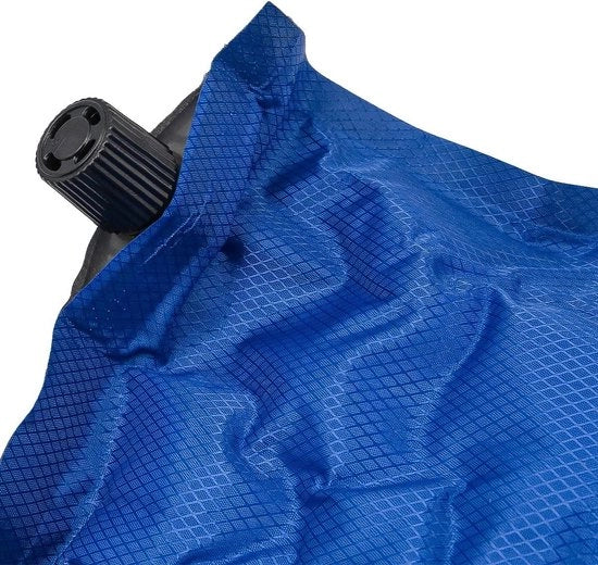 Cuscino da viaggio gonfiabile - Cuscino da campeggio portatile - Cuscino a schiuma autoinflante - Cuscino a aria ultraleggero - Blu