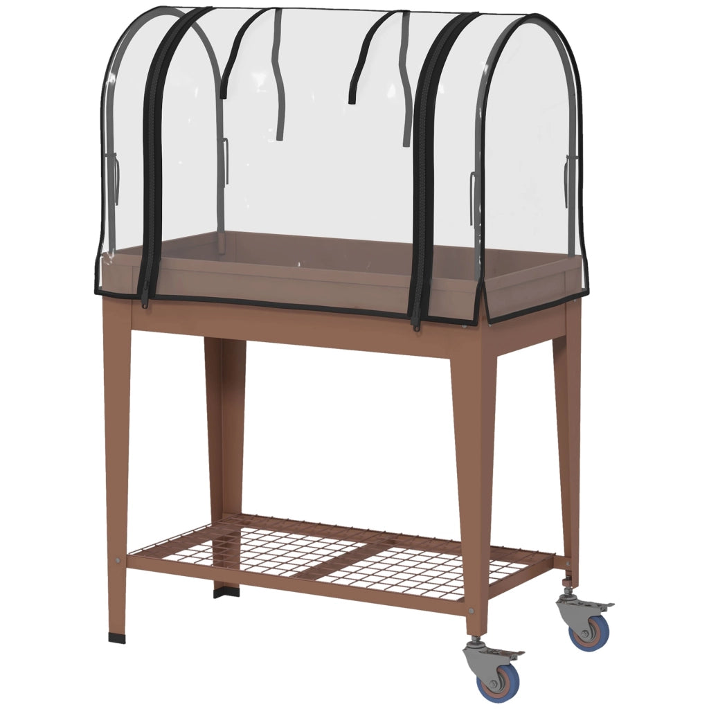 Serra da giardino con telo trasparente e scaffale ¨C Xylo ¨C 80x40x120 cm con ruote