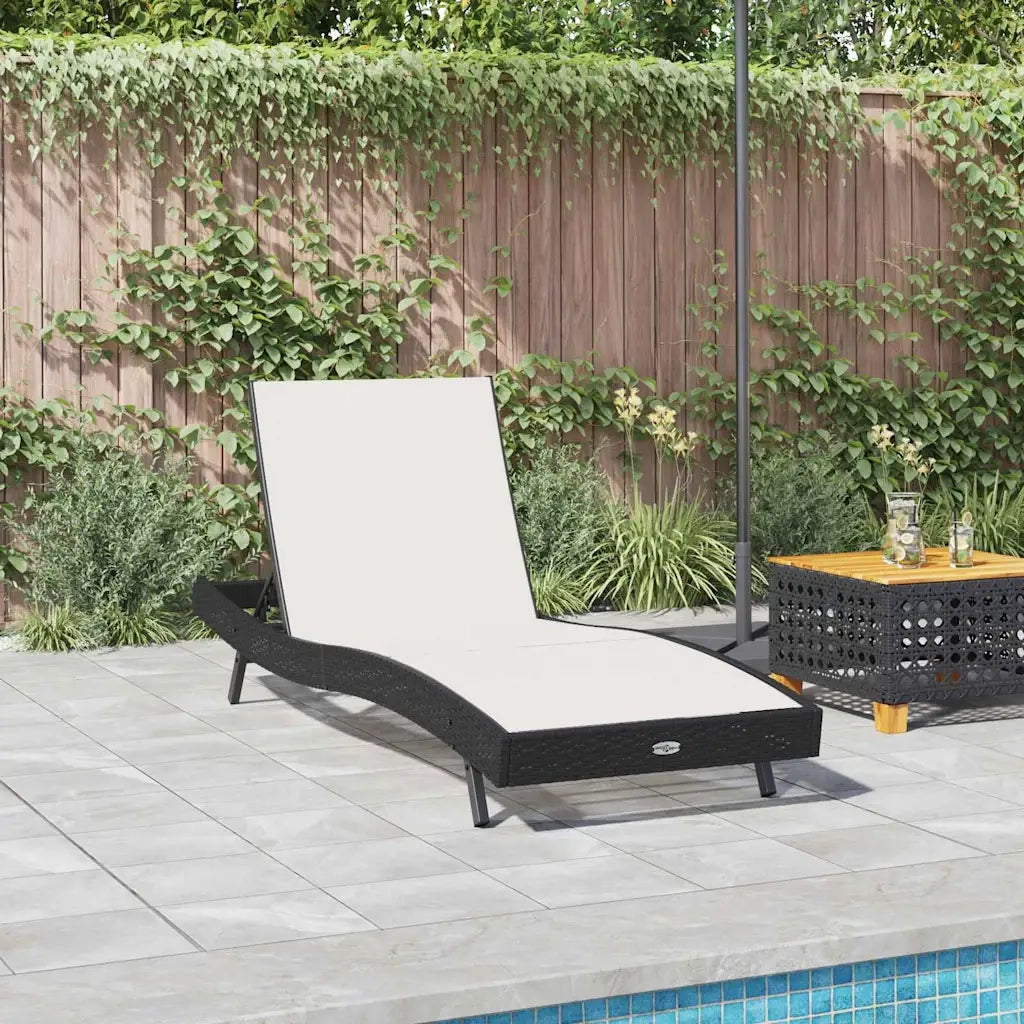 Lettino da sole Nero e Bianco 197 x 70 x 82 cm polyrattan