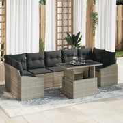 Set Divano da Giardino 8 pcs Grigio chiaro Poly Rattan
