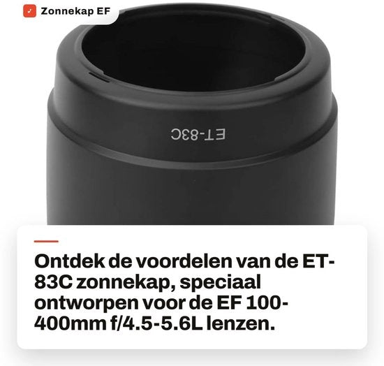 Parasole in plastica - Parasole EF 100-400mm - Parasole per 5D2/60D/600D - Protezione solare - Evitamento ombra - Dimensioni 11,5 x 11,5 x 9 cm - Protezione lente