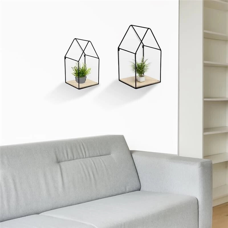 SET 2 BACHECHE STILE INDUSTRIAL 20-15CM CON DESIGN A CASETTA STRUTTURA NERA