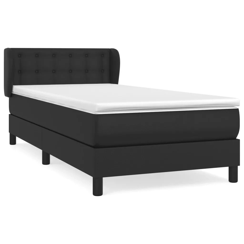 Giroletto a Molle con Materasso-Struttura Letto Nero 90x200 cm in Similpelle 703833