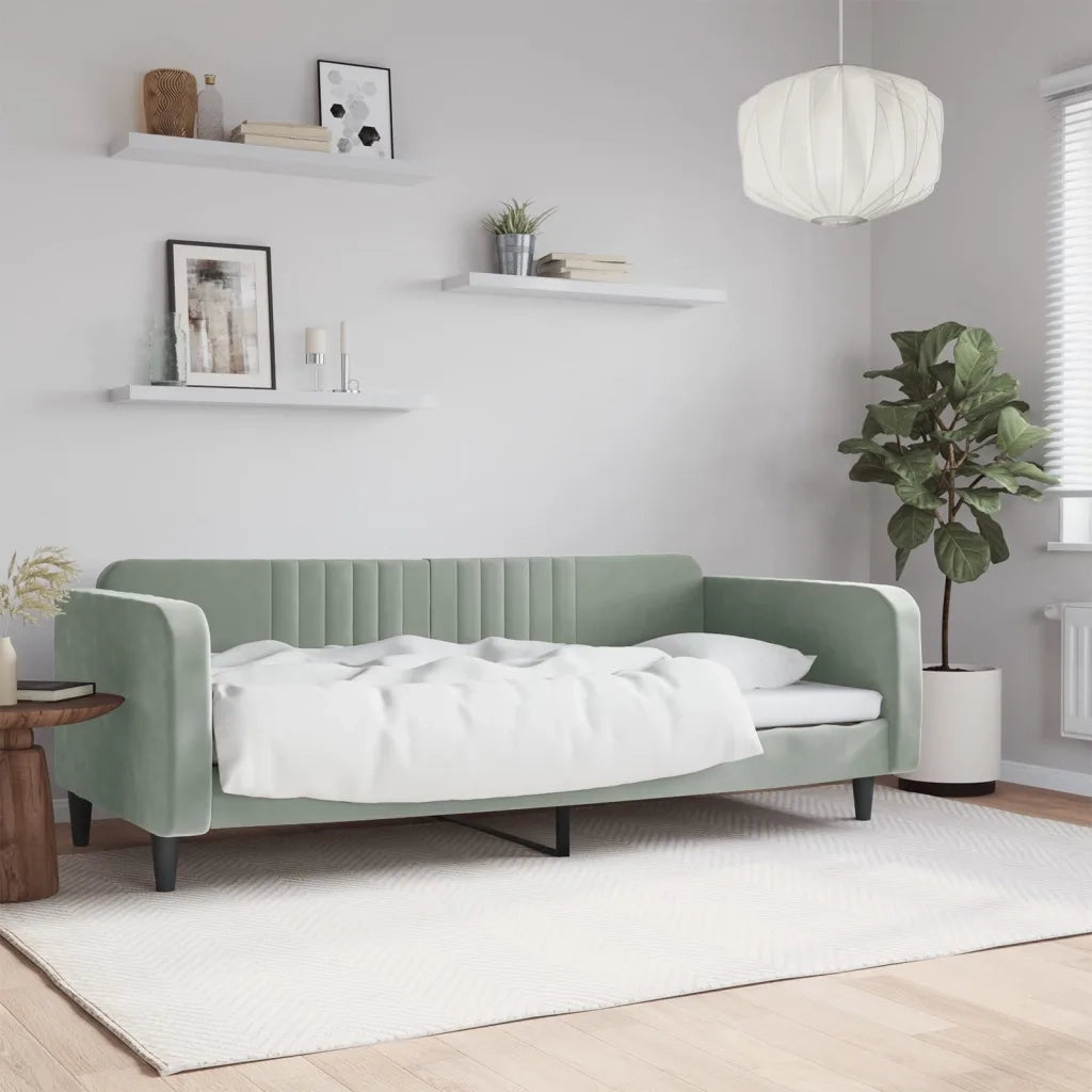 Letto da Giorno Grigio Chiaro 100x190 cm in Velluto 354104