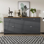 SIDEBOARD 160 cm in MDF Nero/Grigio con 3 cassetti e 4 ante