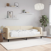 Divano Letto con Materasso Crema 100x200 cm in Tessuto 3196807