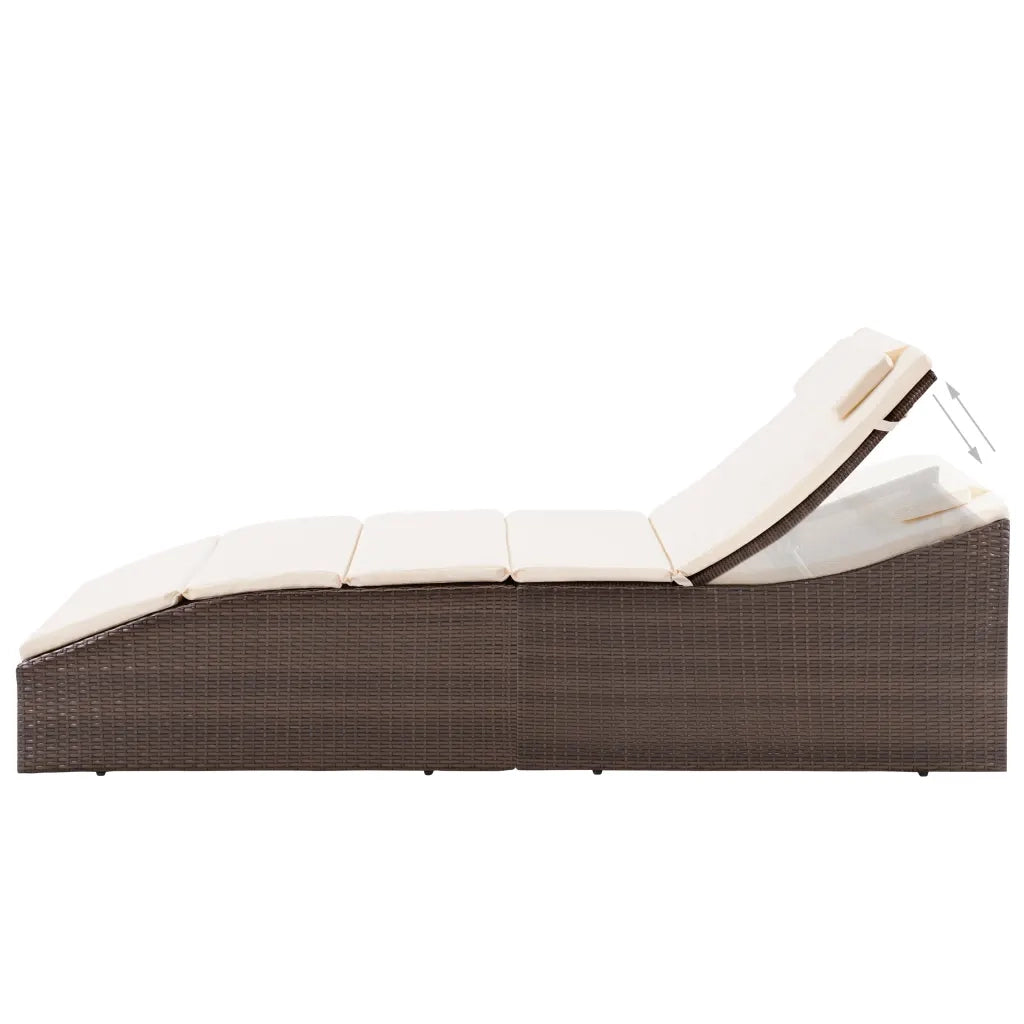 Sdraio da giardino | Lettino con Cuscino in Polyrattan Marrone