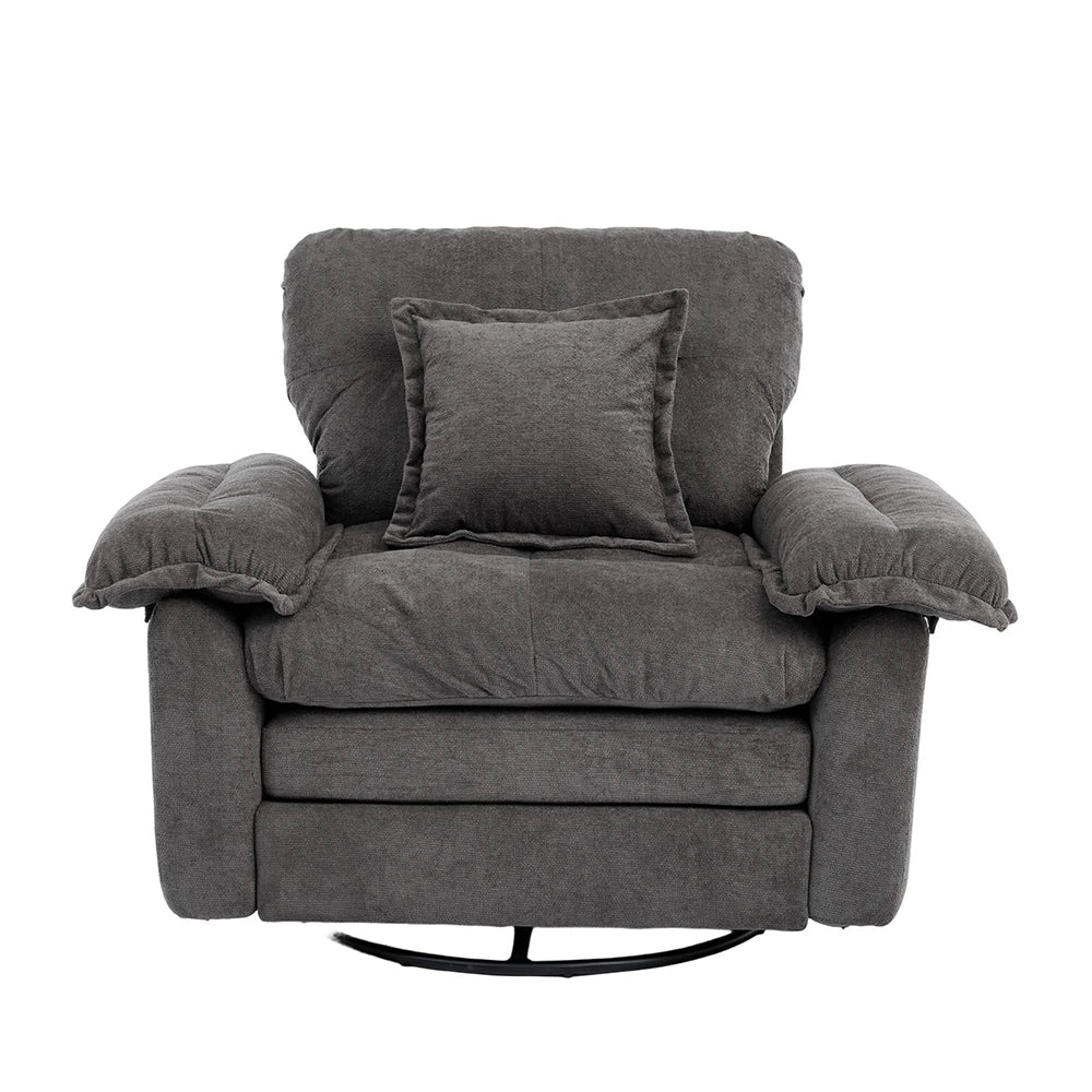 Poltrona girevole 360¡ã oversize in chenille - Xylo - Con cuscino di supporto per camera, soggiorno e cameretta
