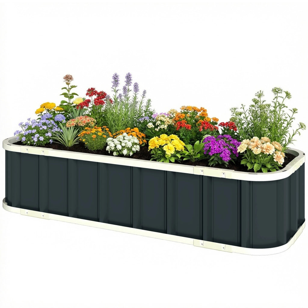 Hochbeet in Acciaio ¨C zephmum ¨C Grigio Scuro 136x52x31 cm