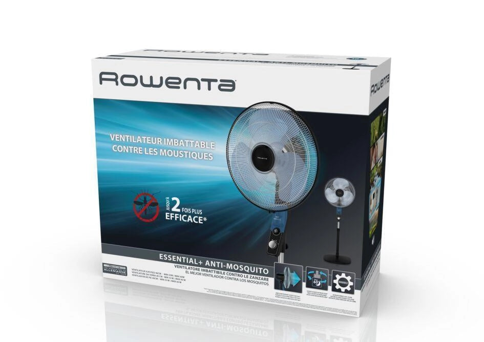 Rowenta VU4420 Essential Ventilatore a Piantana 3 Velocita' Oscillante 40 cm 3300 m³-h 54 dB colore Nero