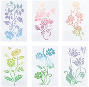 Schemi di plastica per fiori - Fiori di primavera riciclabili - Disegni PET per stencil - Pittura su legno - Pavimento, Parete e Tela - Scrapbooking, arte e artigianato DIY - Adatto a - Stencil - Farfalle e Api - 6 pezzi, 6 stili - Casa