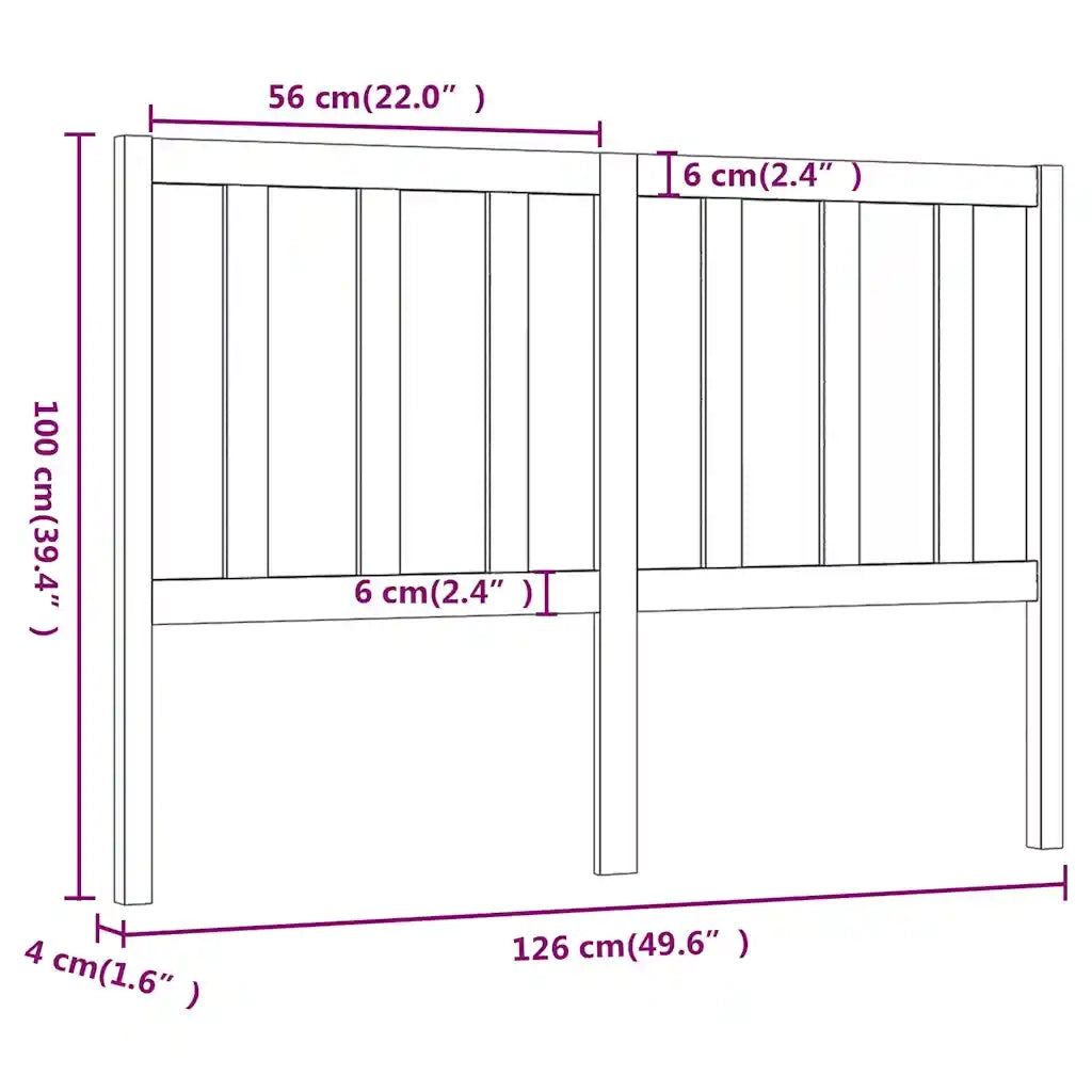 Testiera | Testata per Letto ambra 126x4x100 cm in Legno Massello di Pino