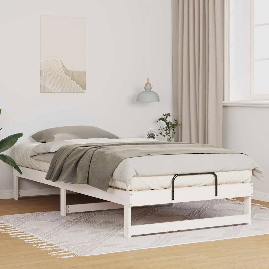 Letto singolo | Letto per adulti | Struttura del letto Bianco 100 x 200 cm Pino massello