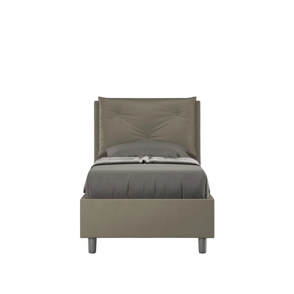 BS COM Letto singolo con rete imbottito 80x200 similpelle cappuccino