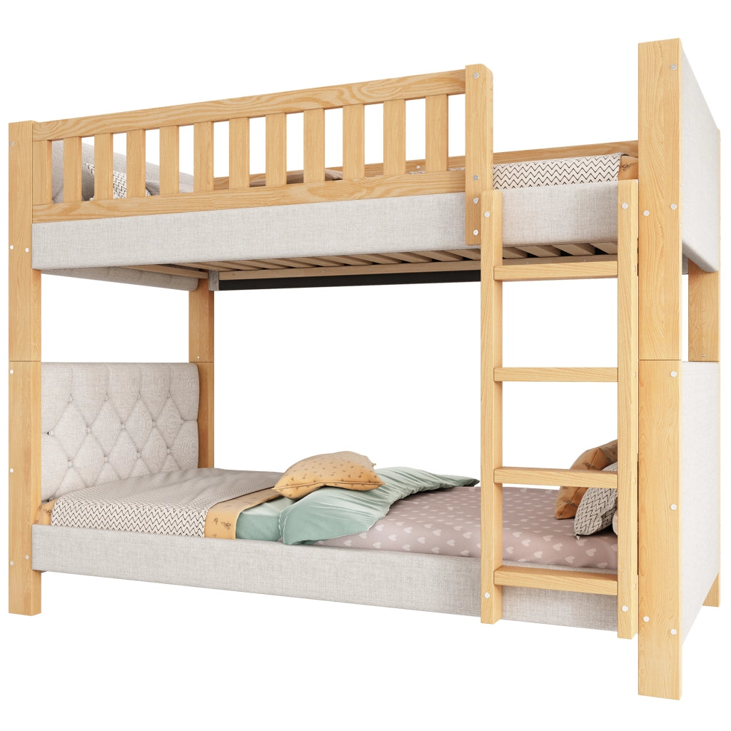 LETTO A CASTELLO 90x200 cm Grigio+Naturale in legno e MDF con scala
