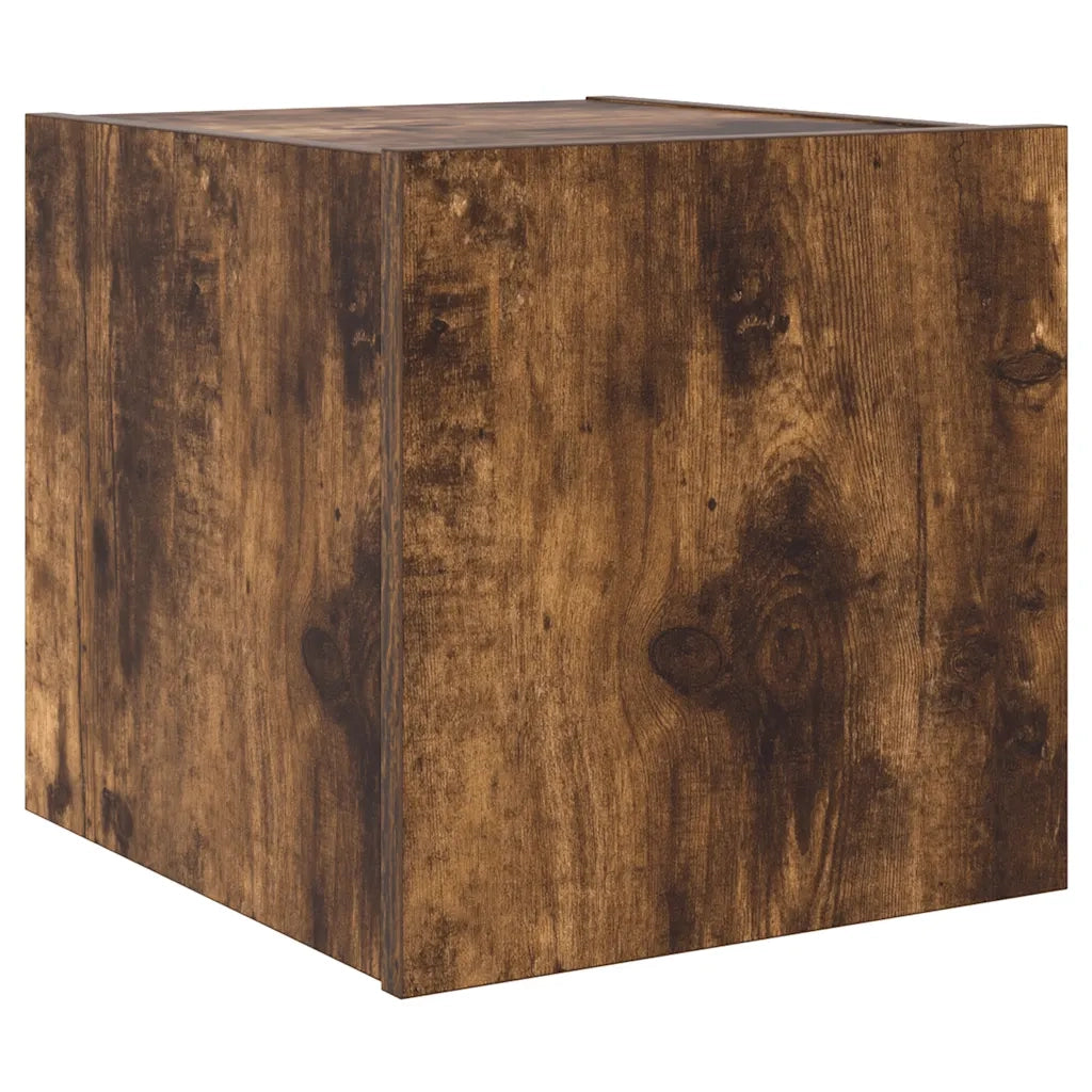 Mobile TV a Parete con Luci LED Rovere Fumo 30,5x35x30 cm 837226