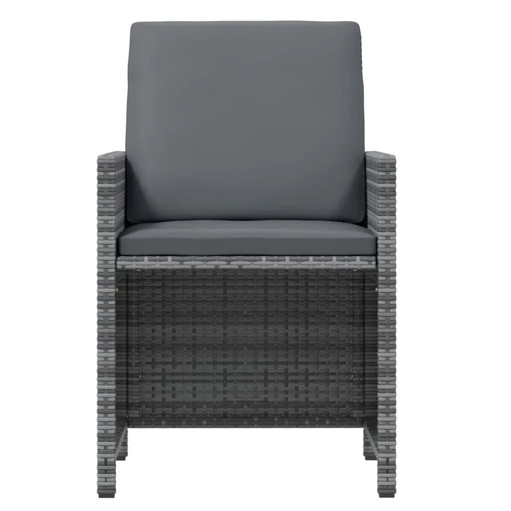 Set da Pranzo per Giardino 19 pz con Cuscini Polyrattan Grigio 3095645