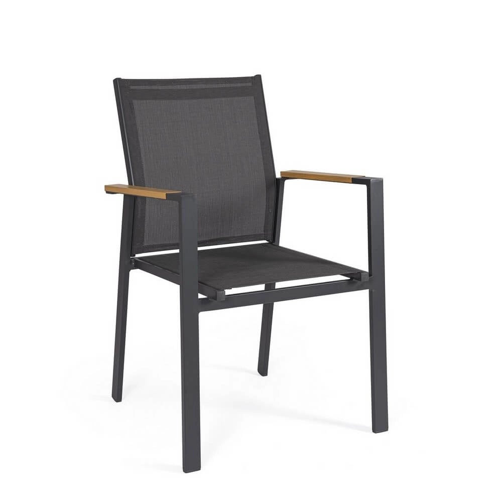Set 4 Sedie con Braccioli Alluminio Antracite Moderno Esterno - ISKIEL