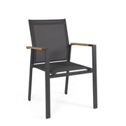 Set 4 Sedie con Braccioli Alluminio Antracite Moderno Esterno - ISKIEL