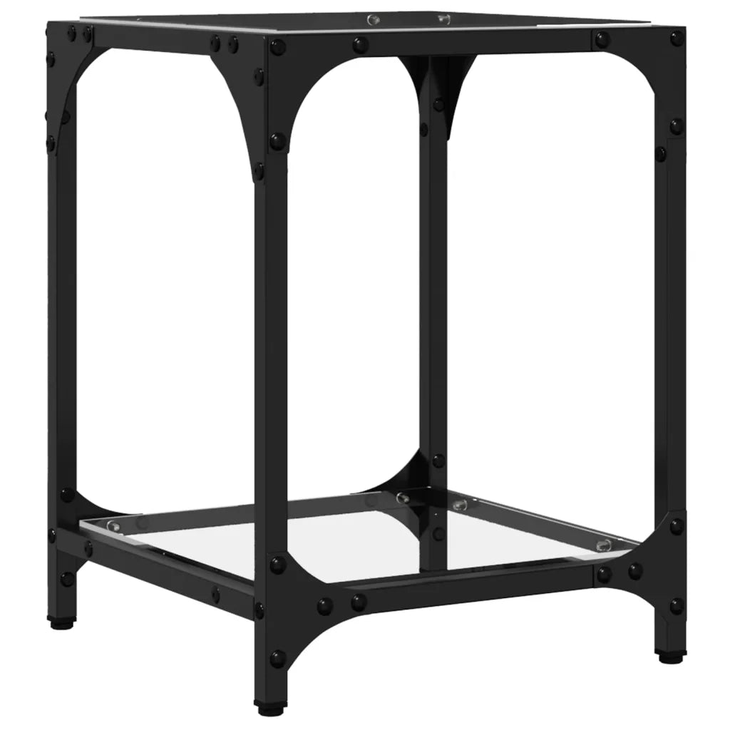 Tavolino Salotto con Piano Vetro Trasparente-Tavolino da soggiorno 40x40x40cm Acciaio 279123