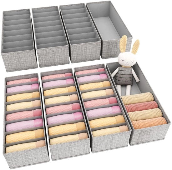 Set di 8 organizzatori per la stanza degli abiti, organizzatore per armadio, sistema di stoccaggio per armadio, tavolo da toeletta, comodino, tavolo da toeletta, cravatte, abbigliamento per bambini, calze, intimo