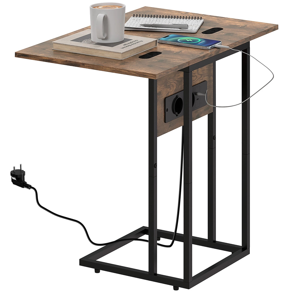 Tavolino da salotto con ricarica ¨C Xylo ¨C Effetto legno marrone e nero 39x29x57
