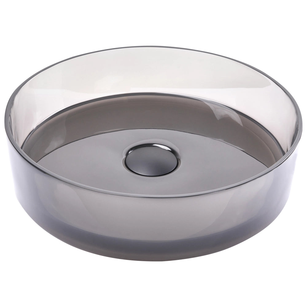 Lavandino da appoggio Nero Superficie solida 360 mm Lavandino da bagno rotondo semitrasparente