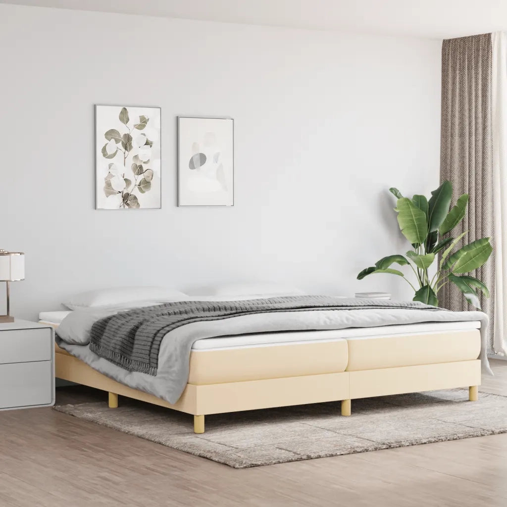Letto matrimoniale | Letto per adulti | Struttura Letto a Rete a Molle Crema 200x200 cm in Tessuto