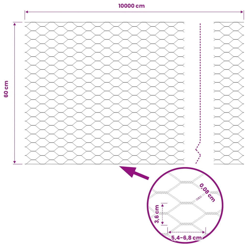 Recinzione da Giardino | Recinzione Esagonale Grigio 0,6 x 100 m PVC