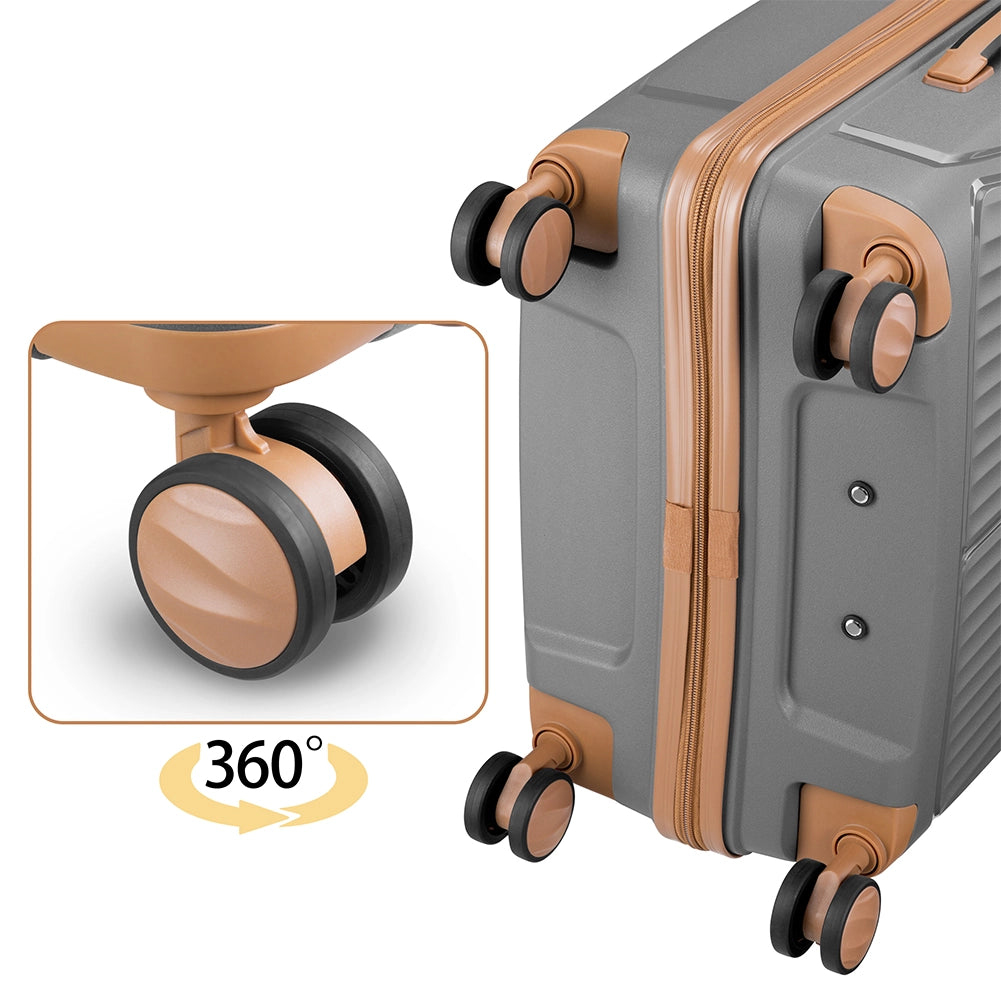 Set 3 Valigie Rigide ABS 90 59 38 Litri con Ruote Easy Roll e Lucchetto Grigio